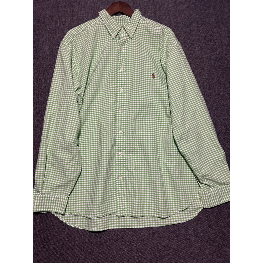 Ralph lauren button down shirt sleeve green size 2XB flesh pony gingham check - Picture 2 of 7